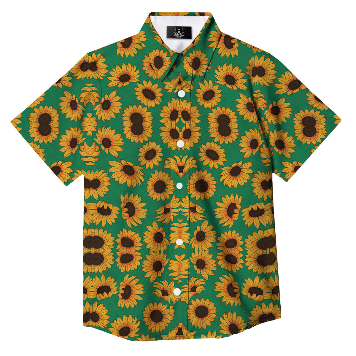 Sunflower Green Print Pattern Button Up Shirt-grizzshop