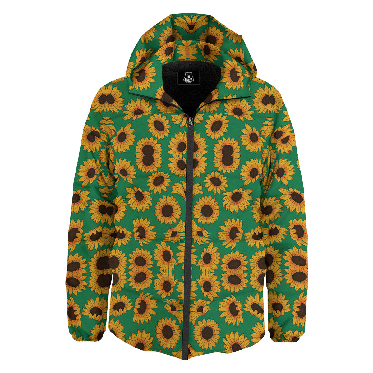Sunflower Green Print Pattern Down Jacket-grizzshop