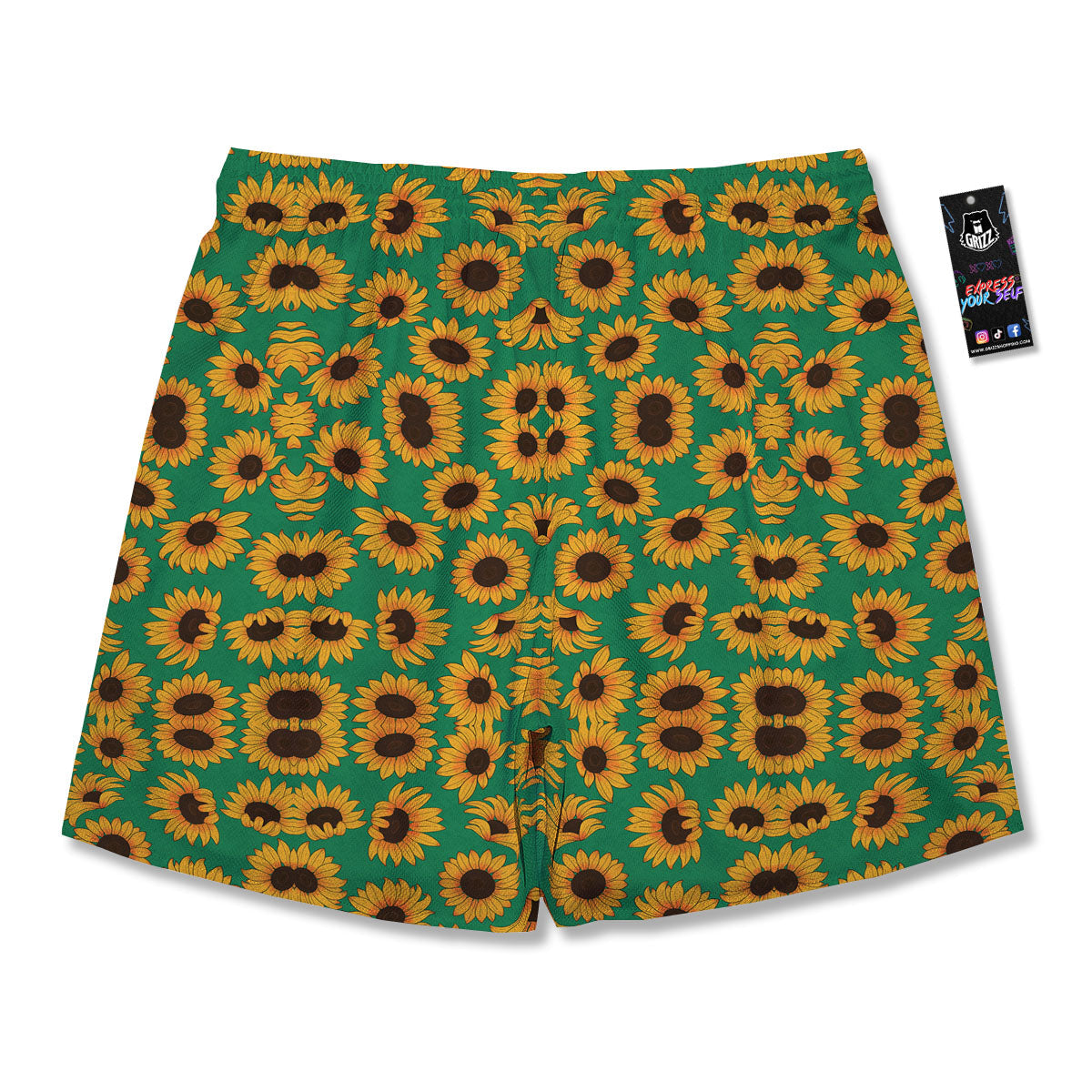 Sunflower Green Print Pattern Men's Running Shorts-grizzshop