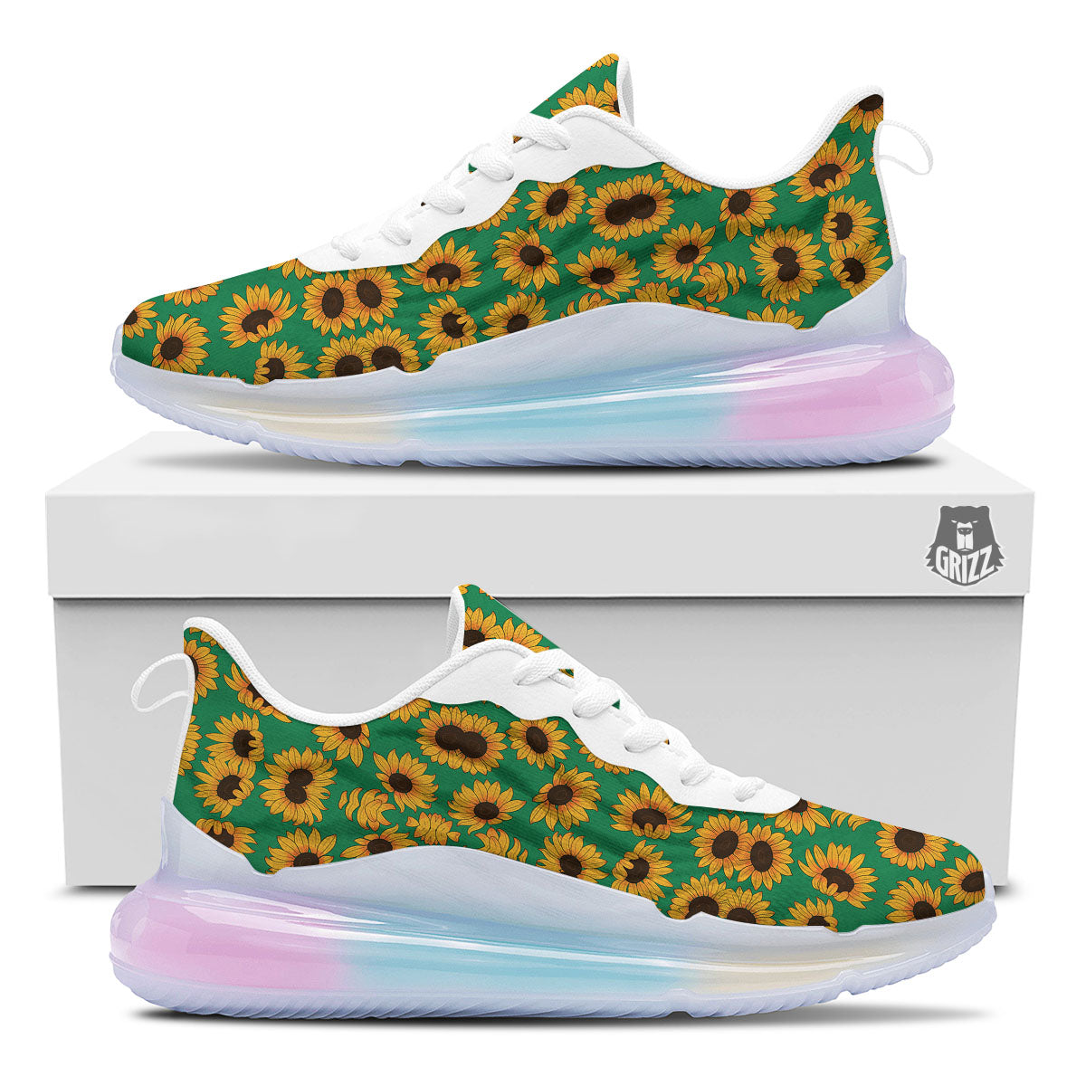 Sunflower Green Print Pattern Running Sneakers-grizzshop