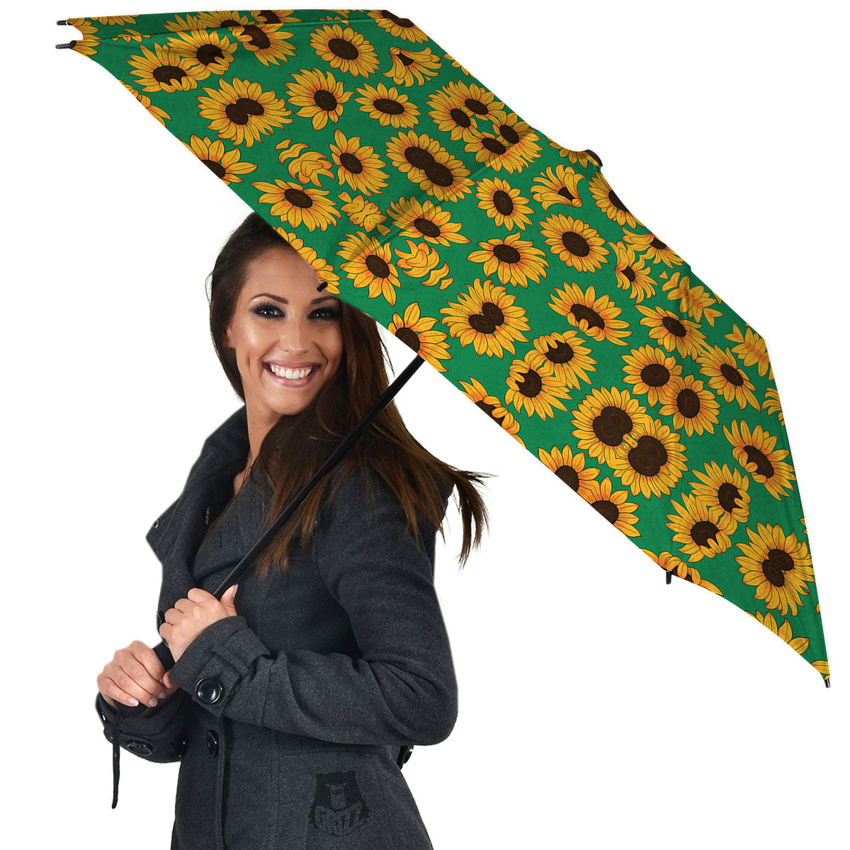 Sunflower Green Print Pattern Umbrella-grizzshop