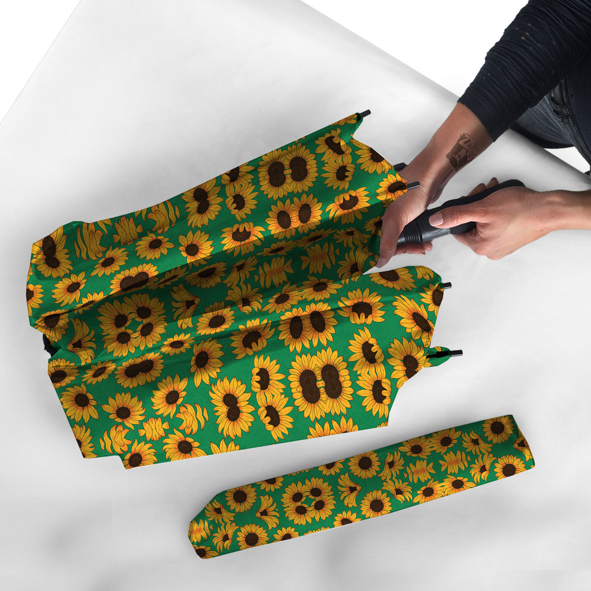Sunflower Green Print Pattern Umbrella-grizzshop