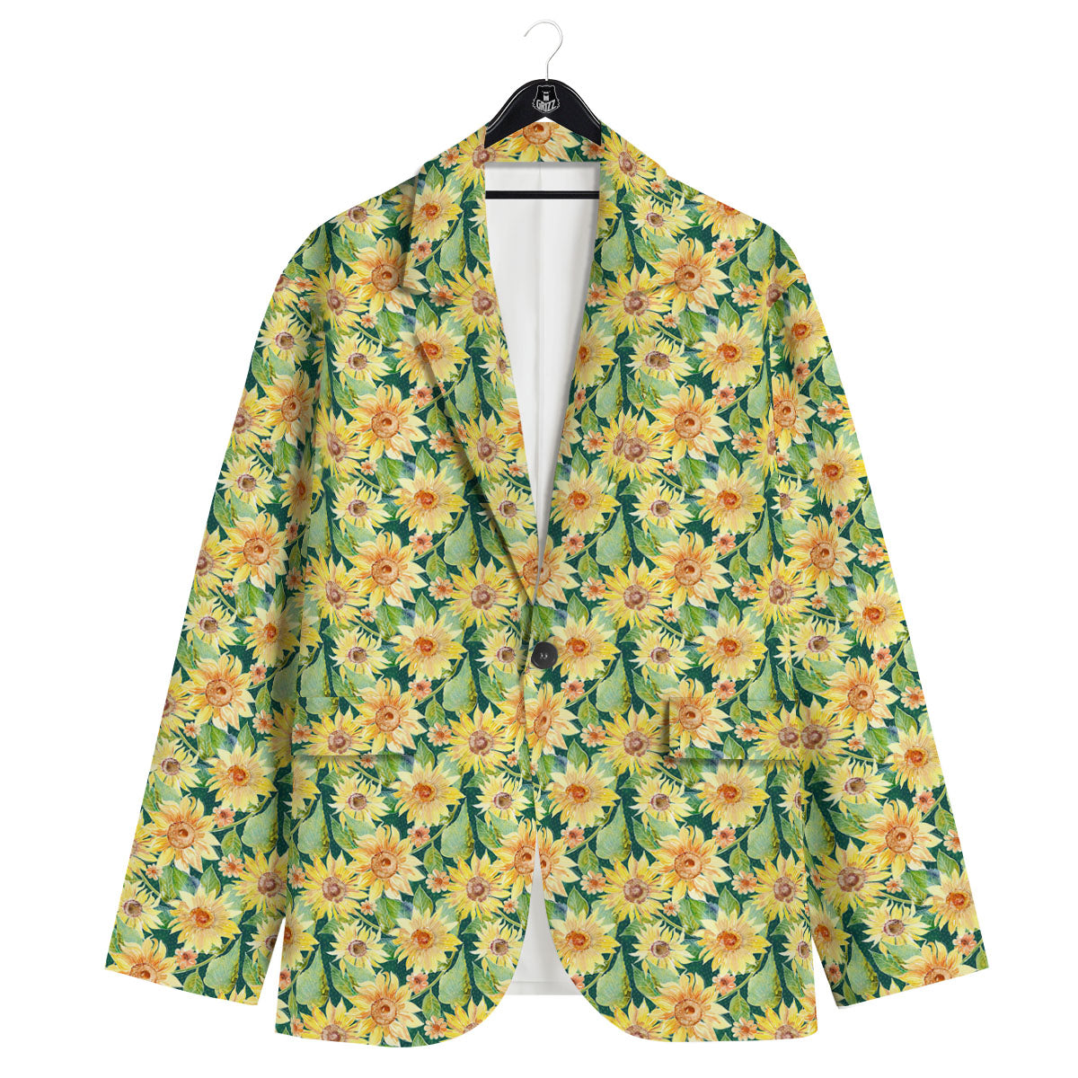 Sunflower Green Watercolor Print Pattern Men's Sport Coat-grizzshop