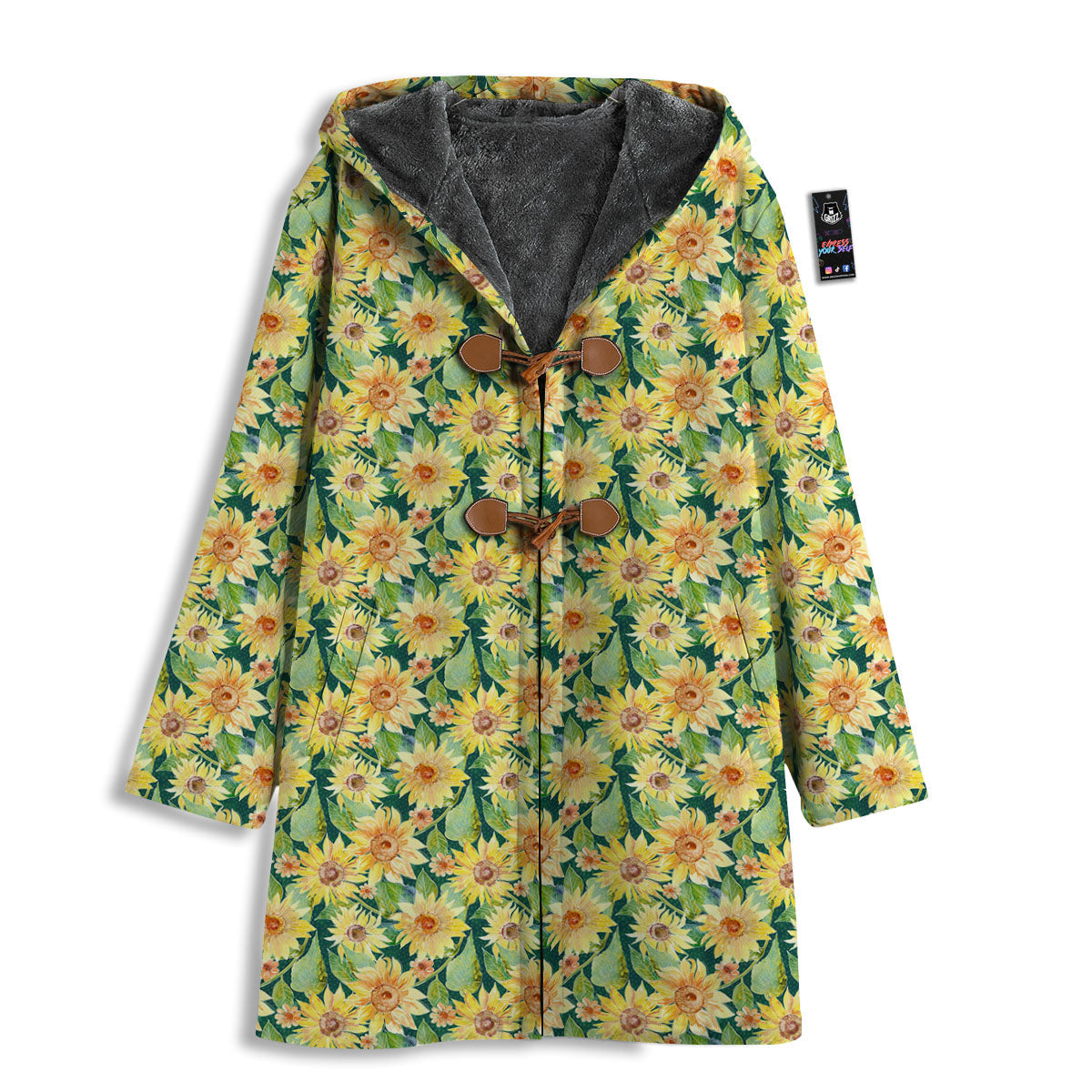 Sunflower Green Watercolor Print Pattern Men's Windbreaker Jacket-grizzshop