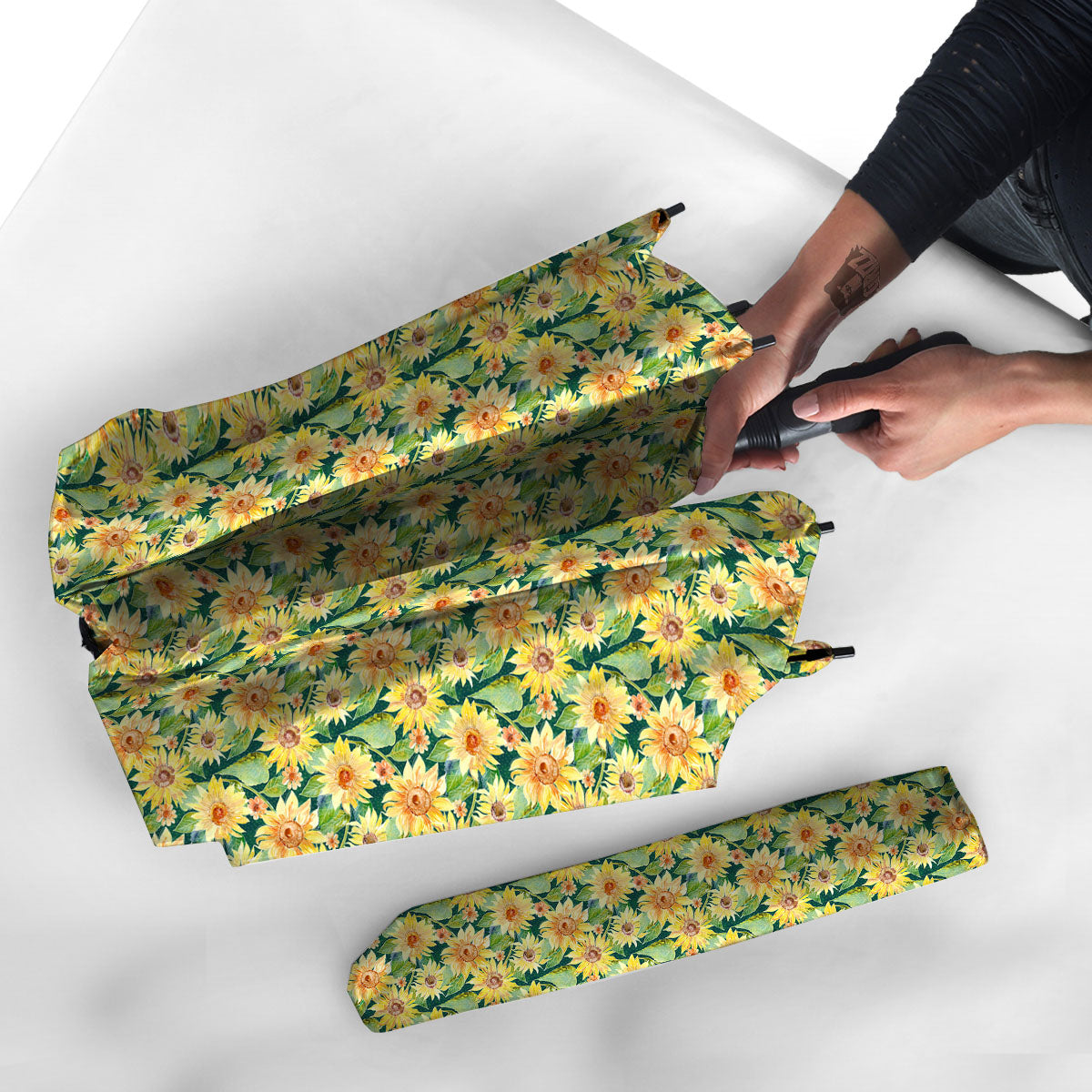 Sunflower Green Watercolor Print Pattern Umbrella-grizzshop