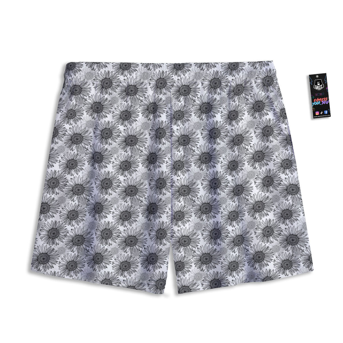 Sunflower Hand Drawn Print Pattern Mesh Shorts-grizzshop