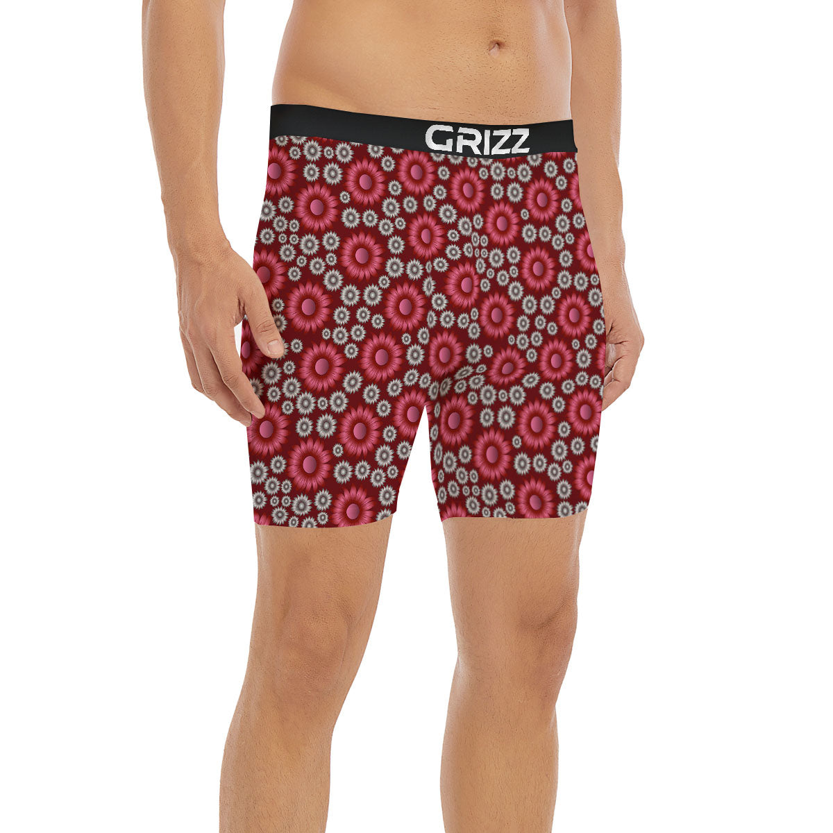 Sunflower Magenta Pink Print Pattern Boxer Briefs-grizzshop