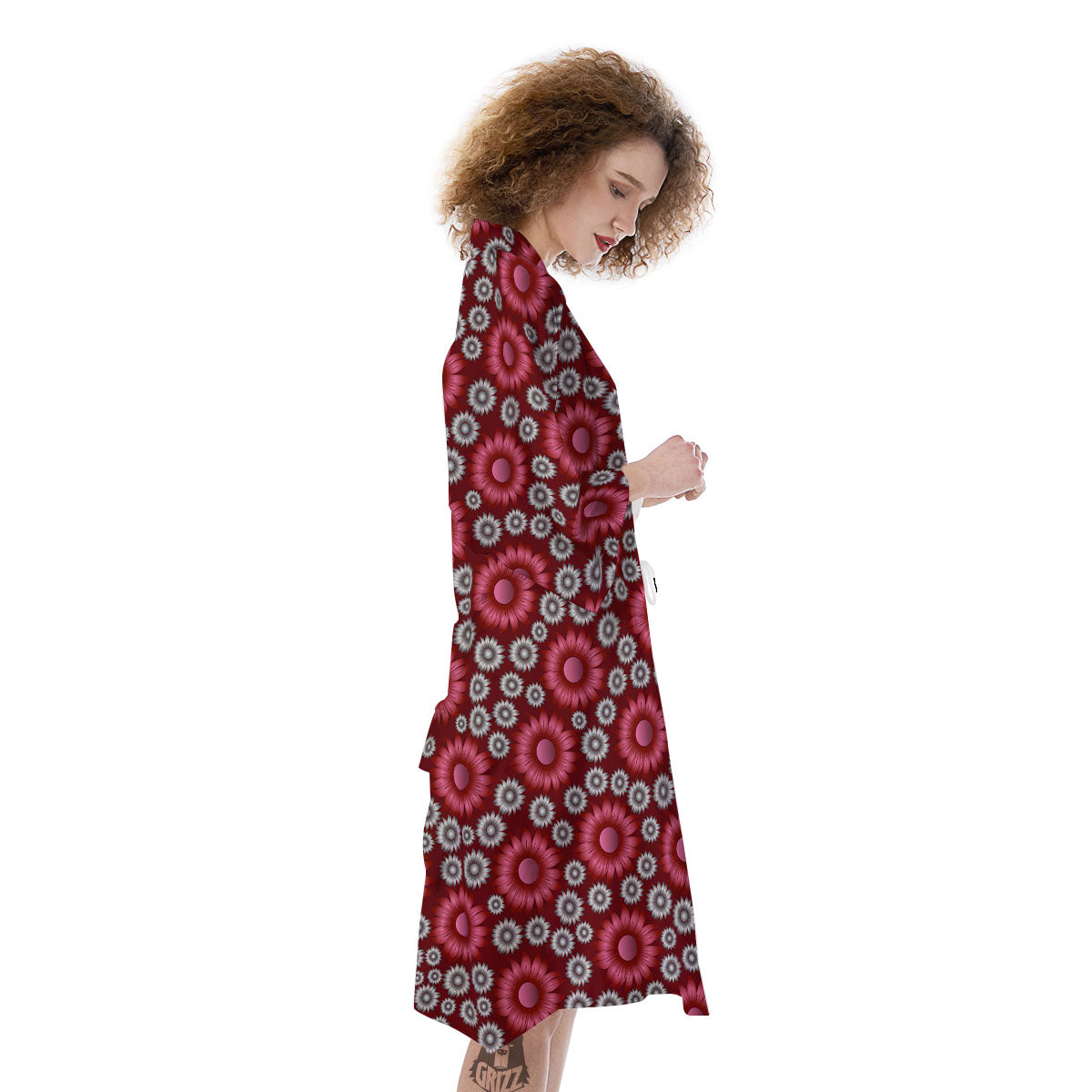 Sunflower Magenta Pink Print Pattern Kimono-grizzshop