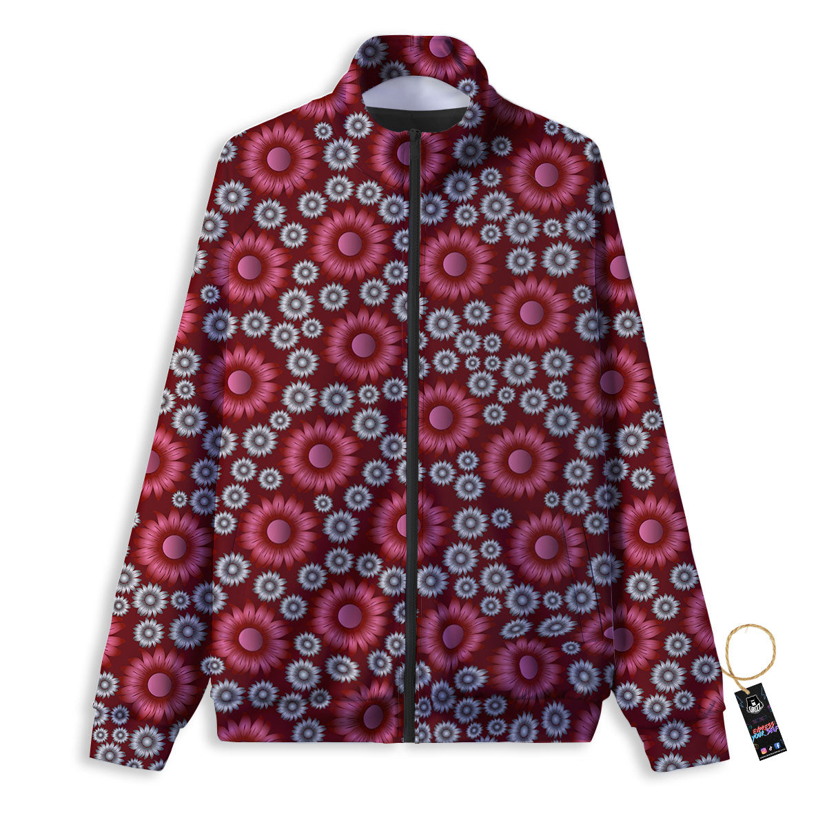 Sunflower Magenta Pink Print Pattern Track Jacket-grizzshop