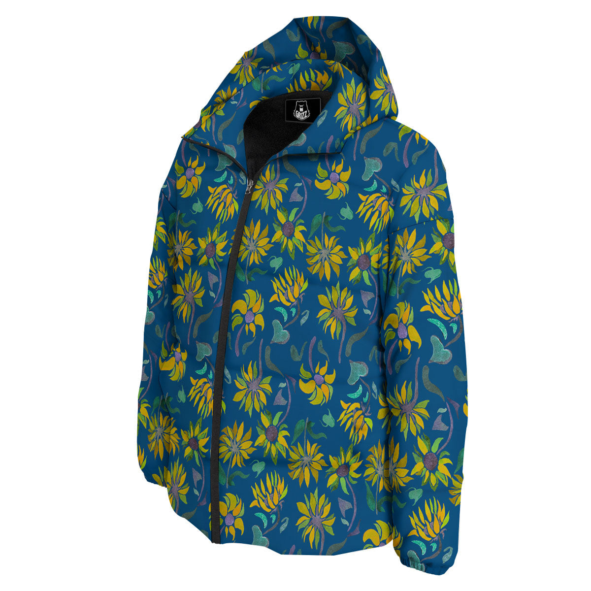 Sunflower Navy Print Pattern Down Jacket-grizzshop