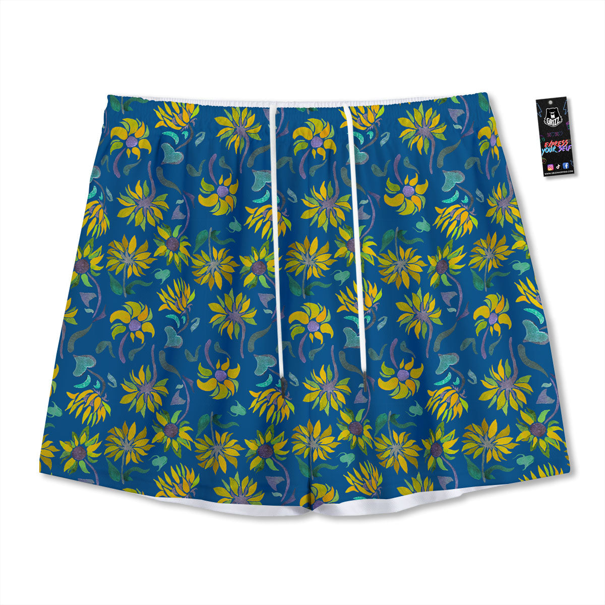 Sunflower Navy Print Pattern Mesh Shorts