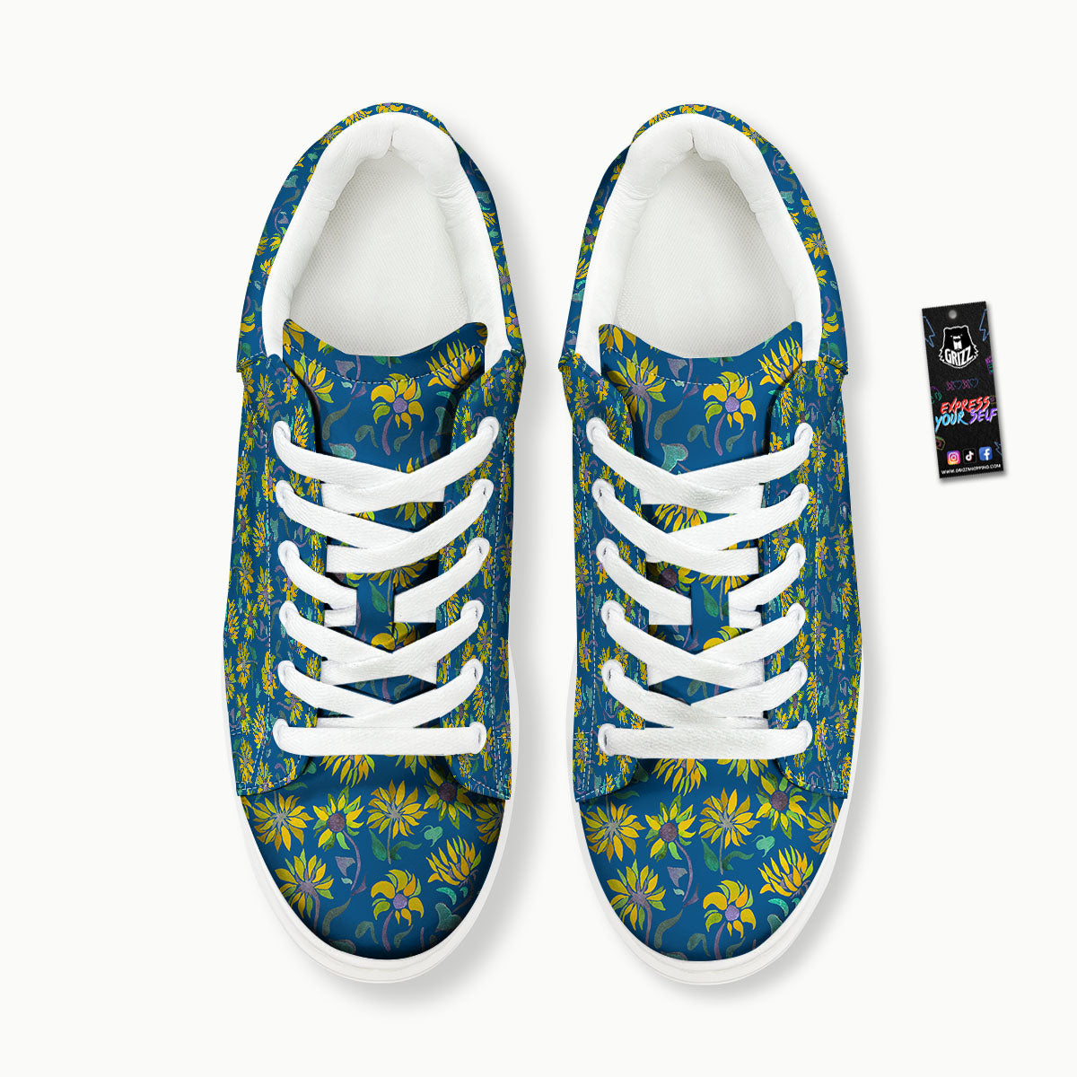 Sunflower Navy Print Pattern Platform Shoes-grizzshop