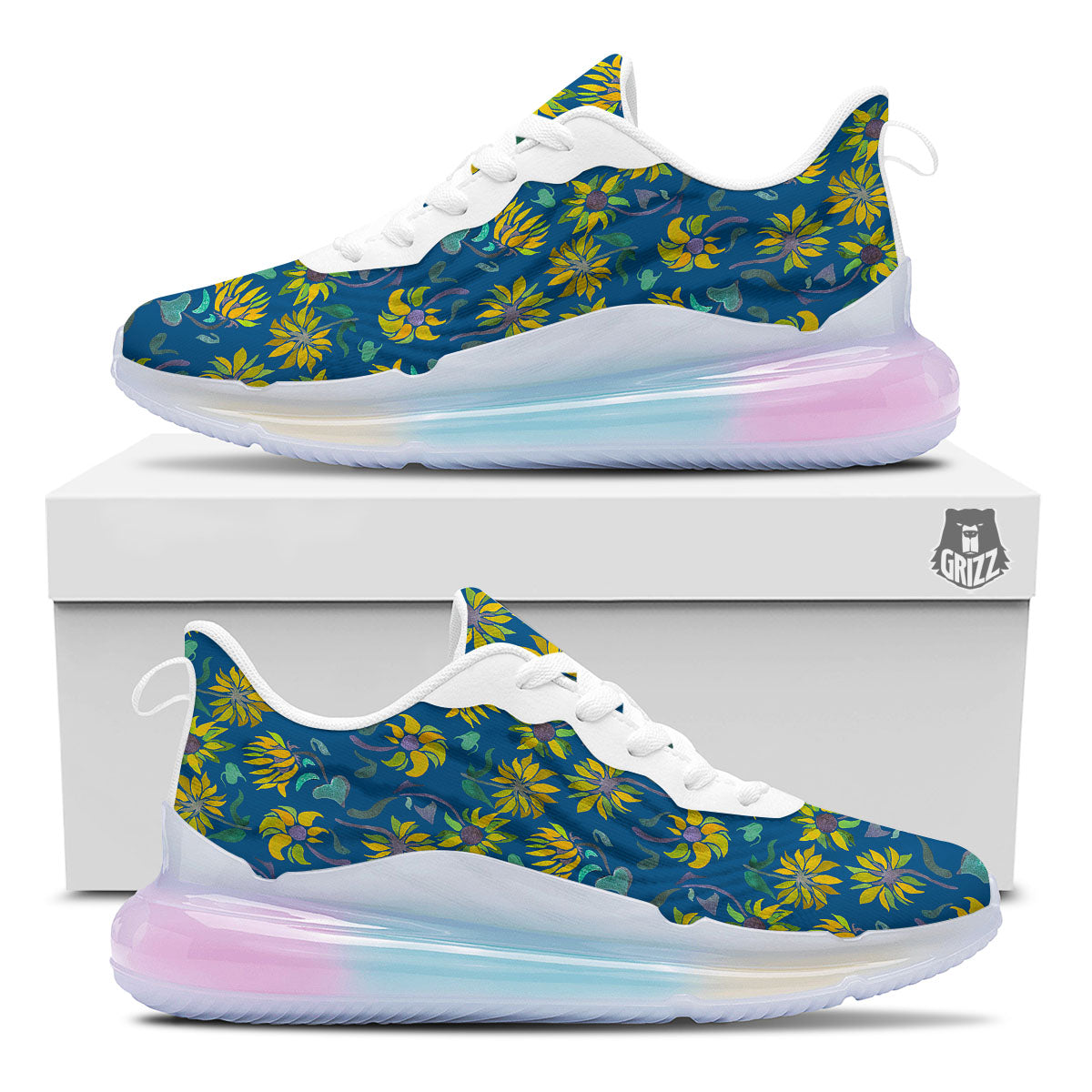 Sunflower Navy Print Pattern Running Sneakers-grizzshop