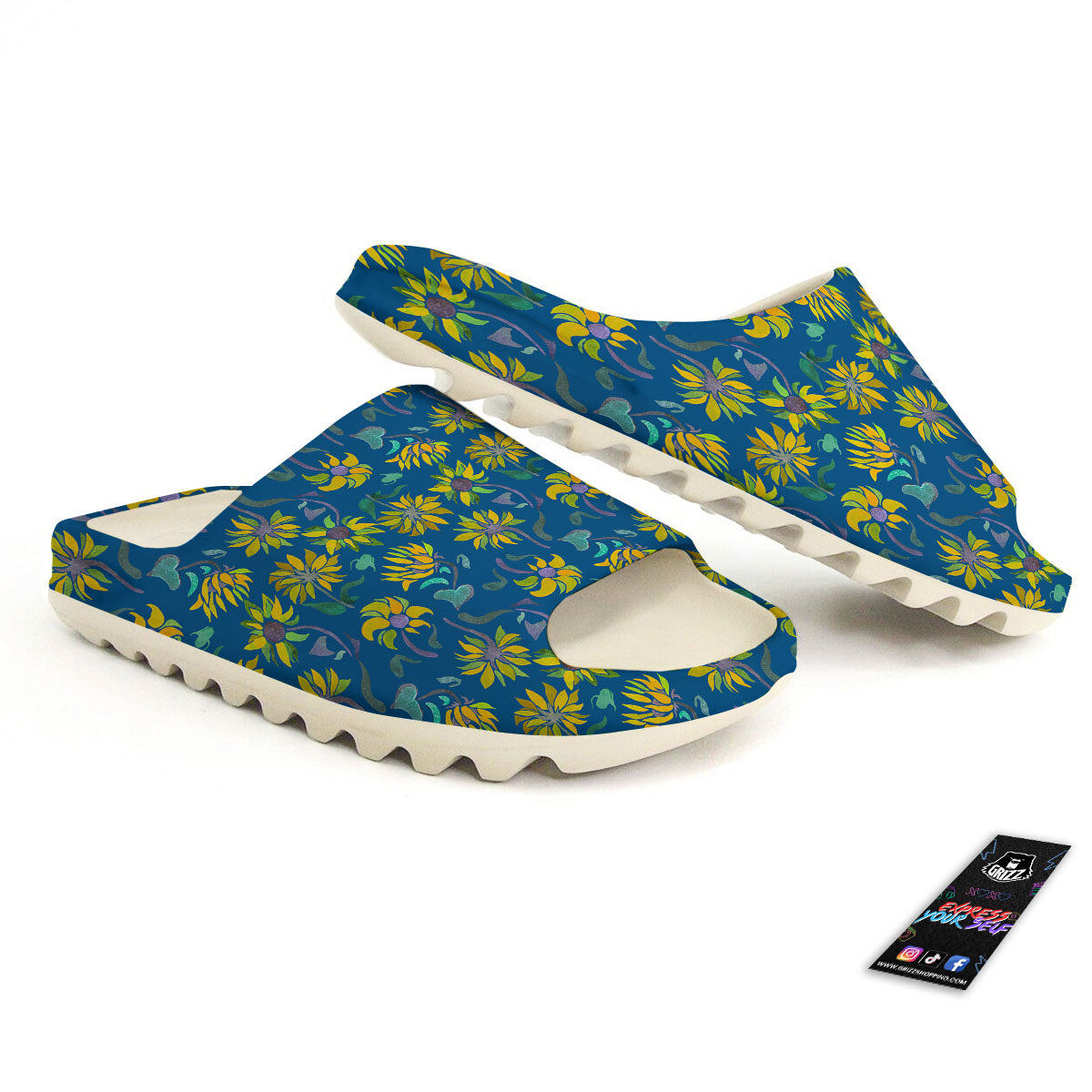 Sunflower Navy Print Pattern Sandals-grizzshop