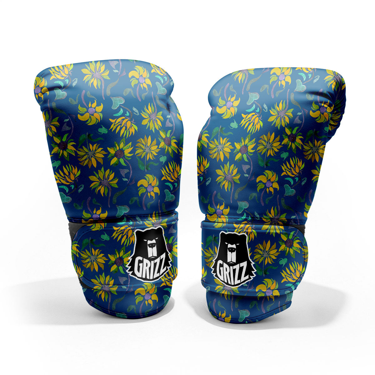 Sunflower Navy Print Pattern Pro Boxing Glove