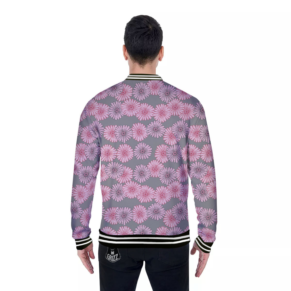 Sunflower Pink Print Pattern Baseball Jacket-grizzshop