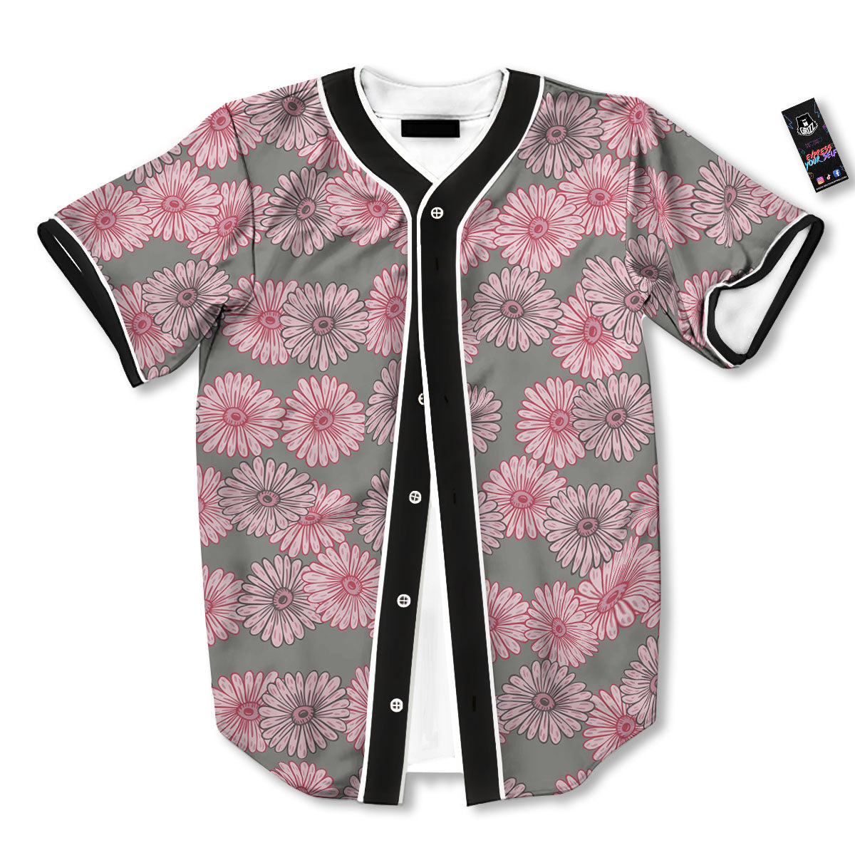 Sunflower Pink Print Pattern Baseball Jersey-grizzshop