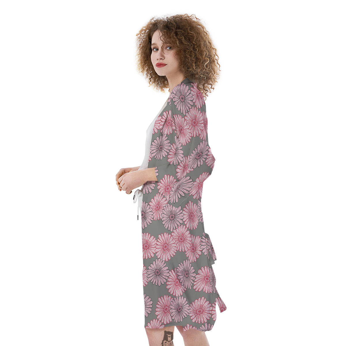 Sunflower Pink Print Pattern Kimono-grizzshop