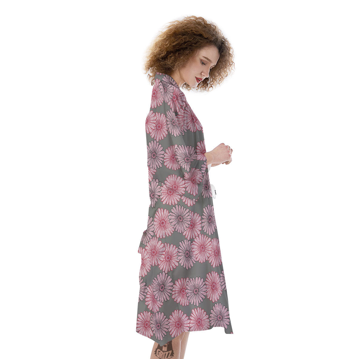 Sunflower Pink Print Pattern Kimono-grizzshop