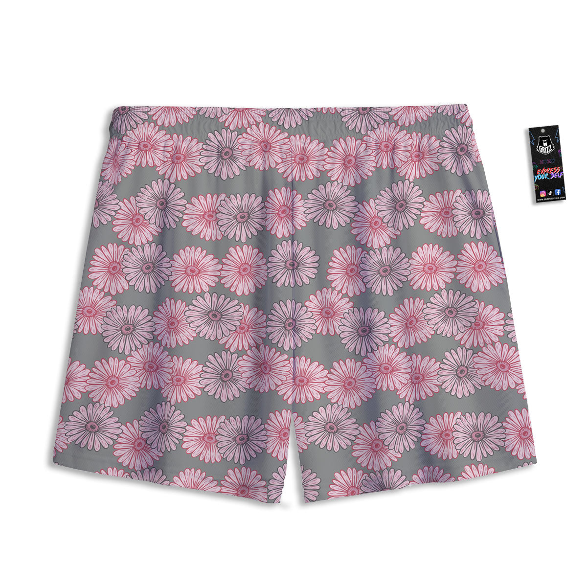 Sunflower Pink Print Pattern Mesh Shorts-grizzshop