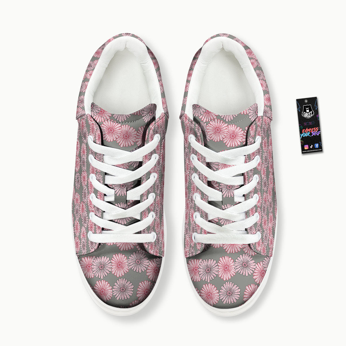 Sunflower Pink Print Pattern Platform Shoes-grizzshop