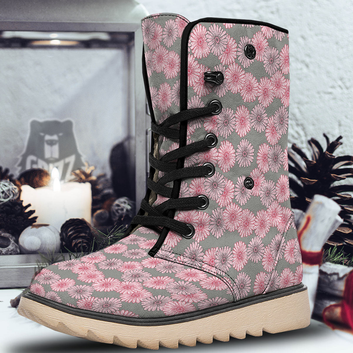 Sunflower Pink Print Pattern Snow Boots-grizzshop
