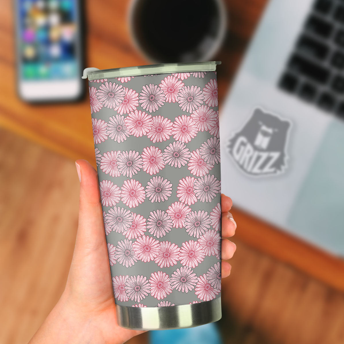 Sunflower Pink Print Pattern Tumbler-grizzshop