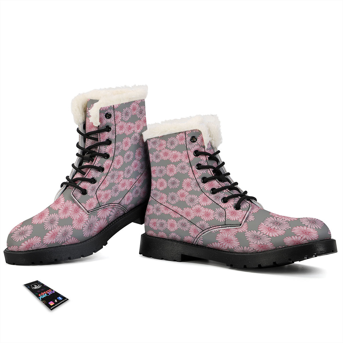 Sunflower Pink Print Pattern Winter Boots-grizzshop