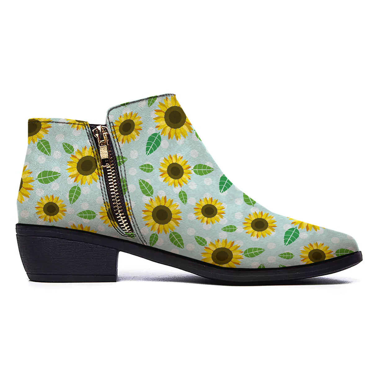 Sunflower Polka Dot Print Pattern Ankle Boots-grizzshop