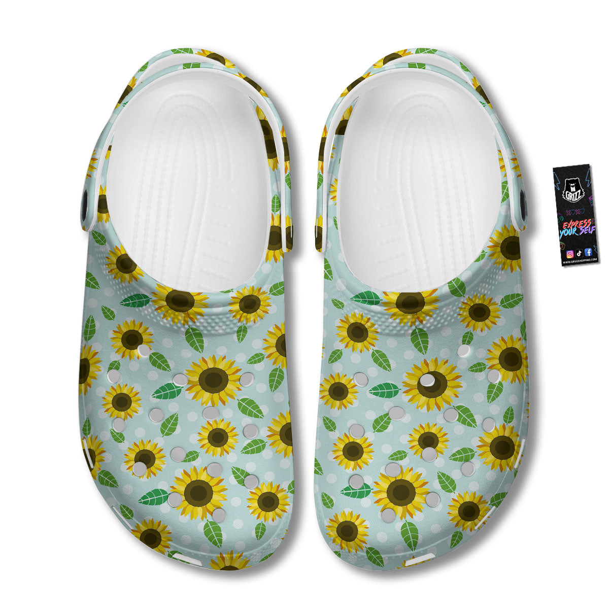 Sunflower Polka Dot Print Pattern Clog-grizzshop