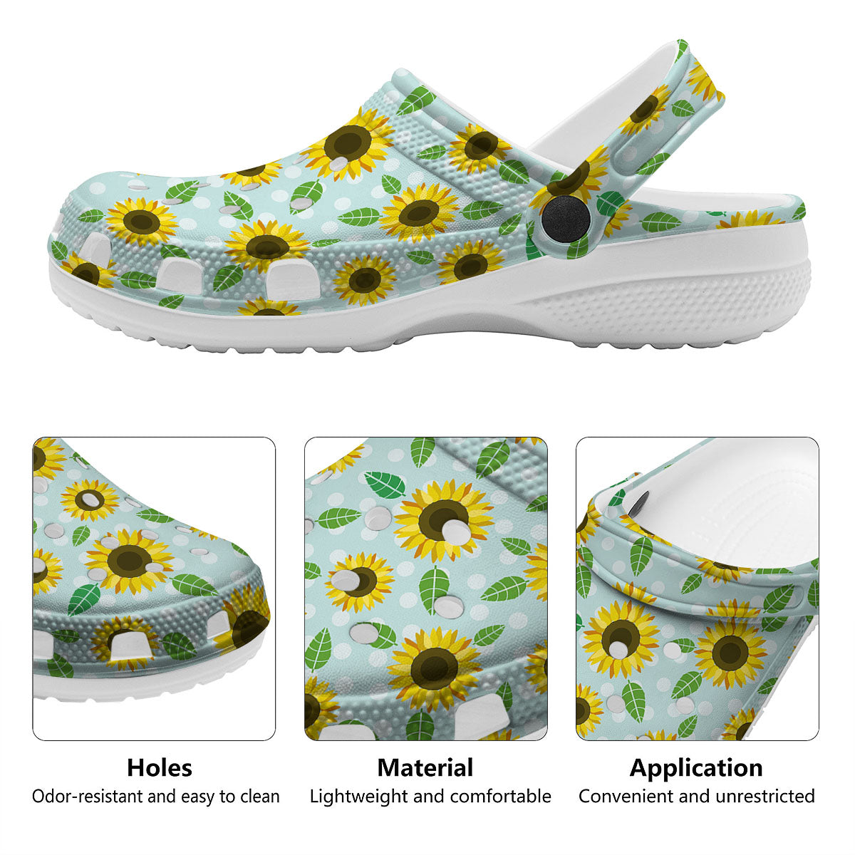 Sunflower Polka Dot Print Pattern Clog-grizzshop