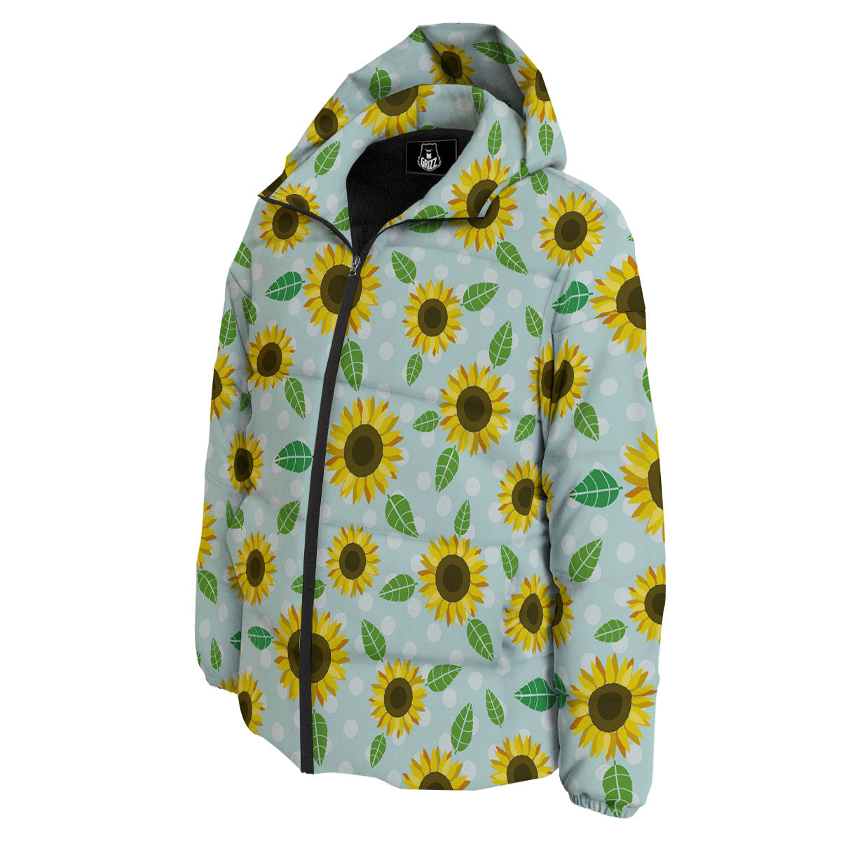 Sunflower Polka Dot Print Pattern Down Jacket-grizzshop