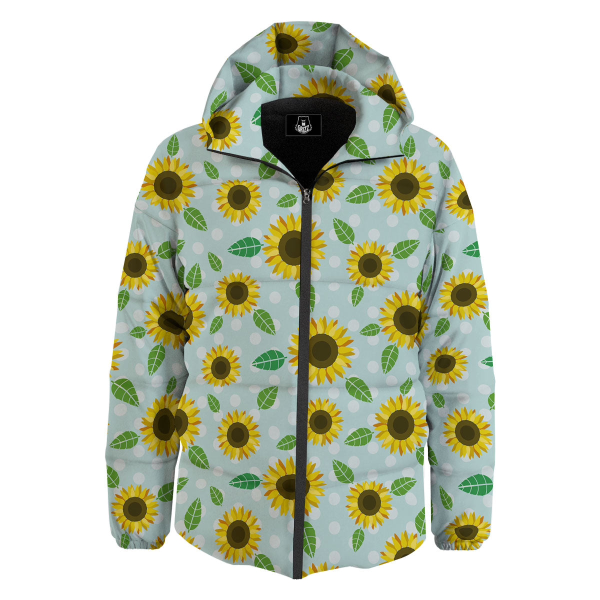 Sunflower Polka Dot Print Pattern Down Jacket-grizzshop