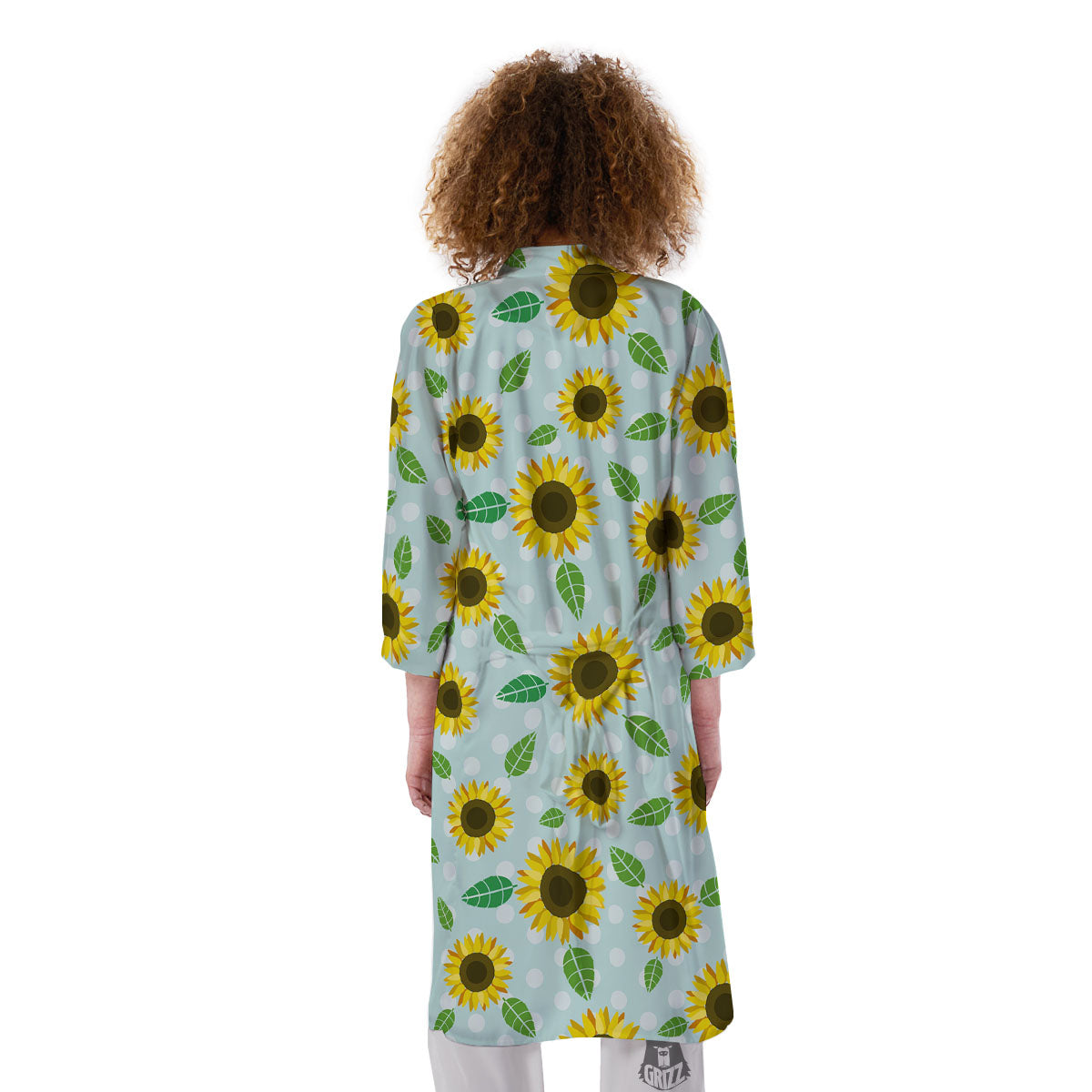 Sunflower Polka Dot Print Pattern Kimono-grizzshop