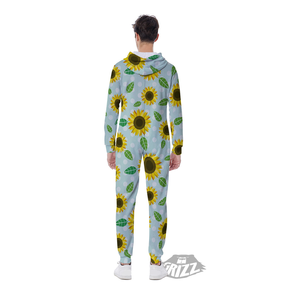 Sunflower Polka Dot Print Pattern Men's Jumpsuit-grizzshop