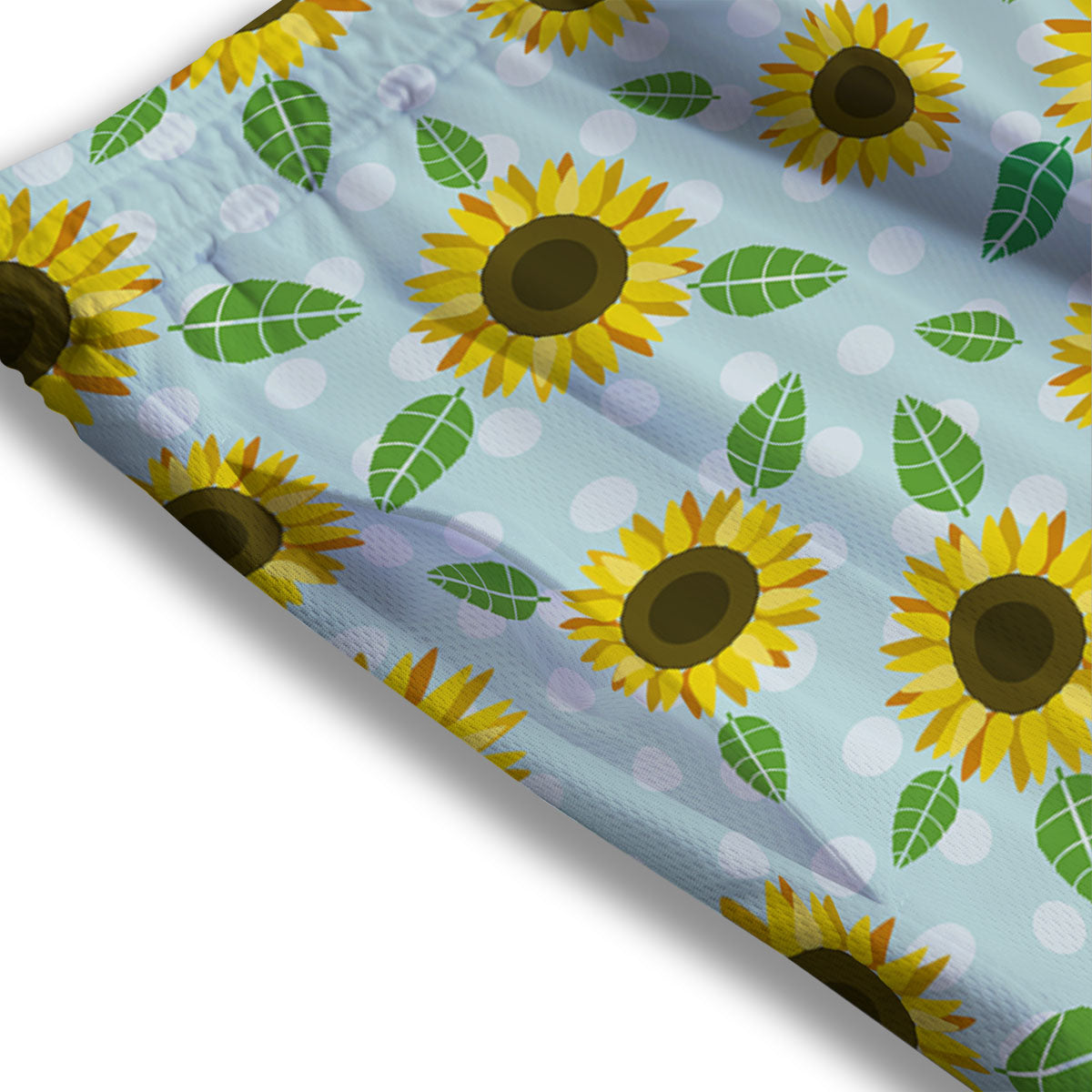 Sunflower Polka Dot Print Pattern Mesh Shorts