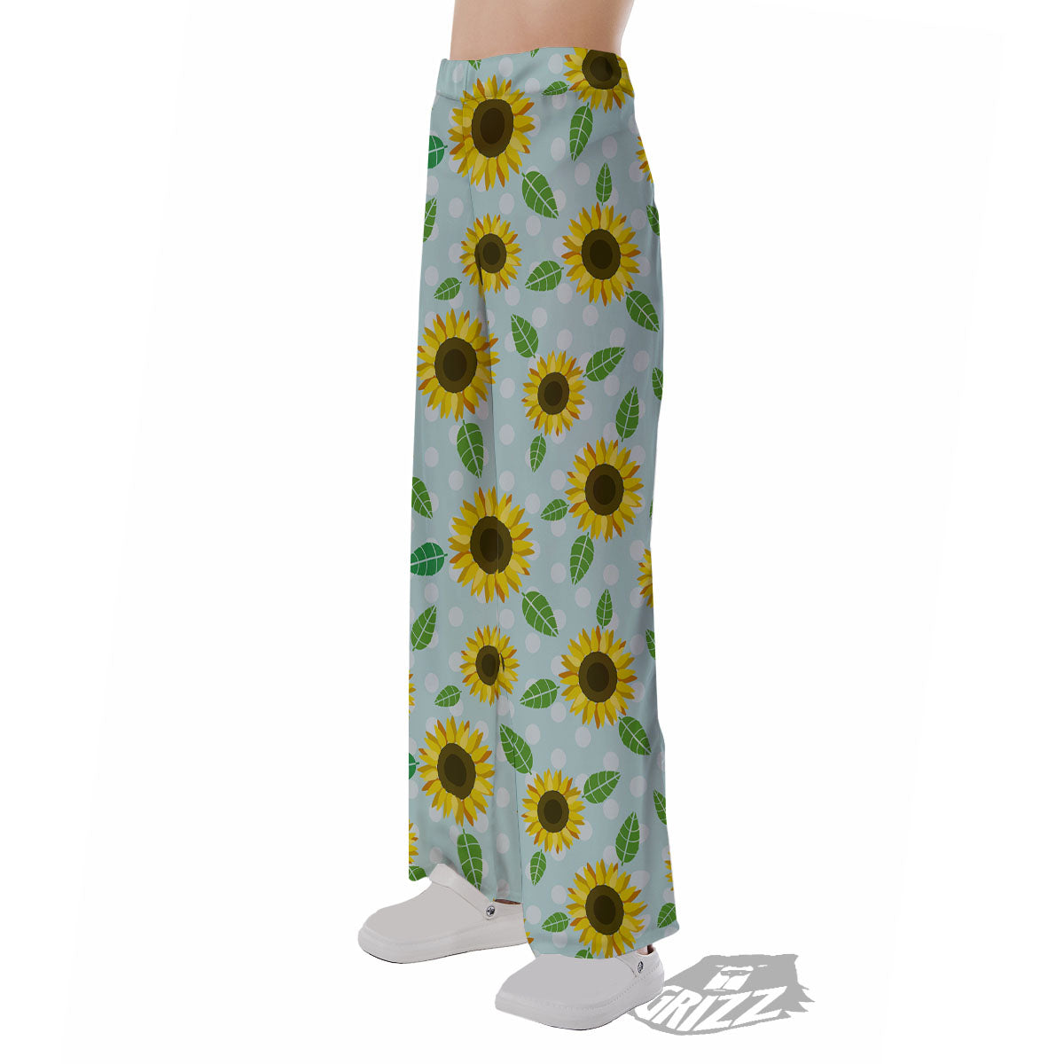 Sunflower Polka Dot Print Pattern Pajama Pants-grizzshop