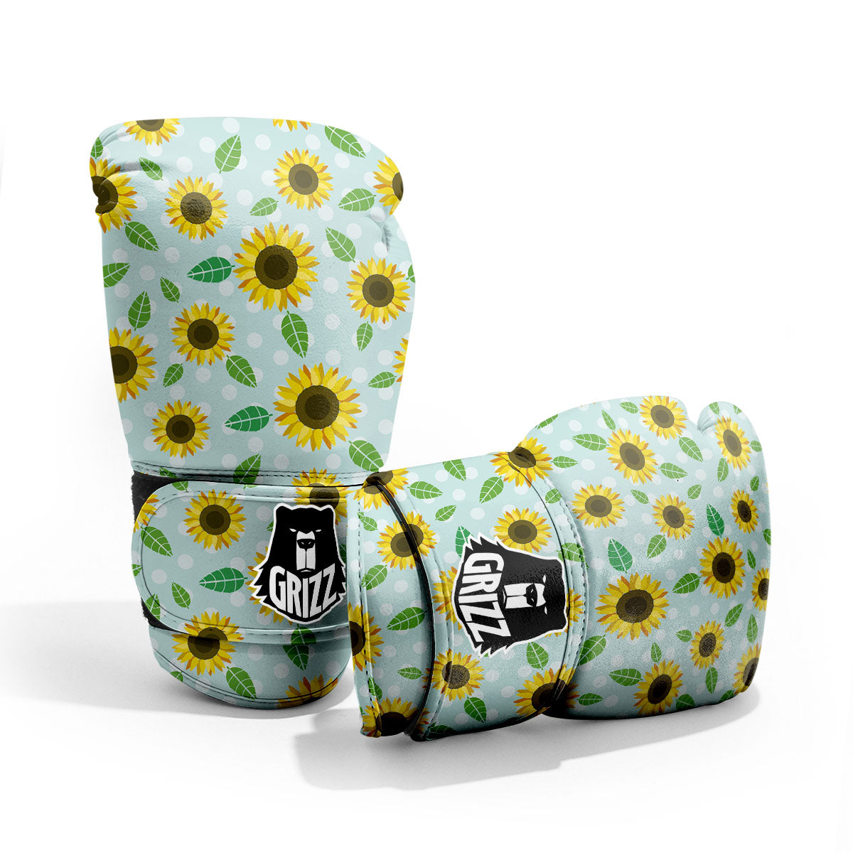 Sunflower Polka Dot Print Pattern Pro Boxing Glove