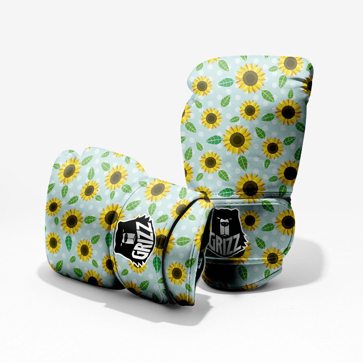 Sunflower Polka Dot Print Pattern Pro Boxing Glove