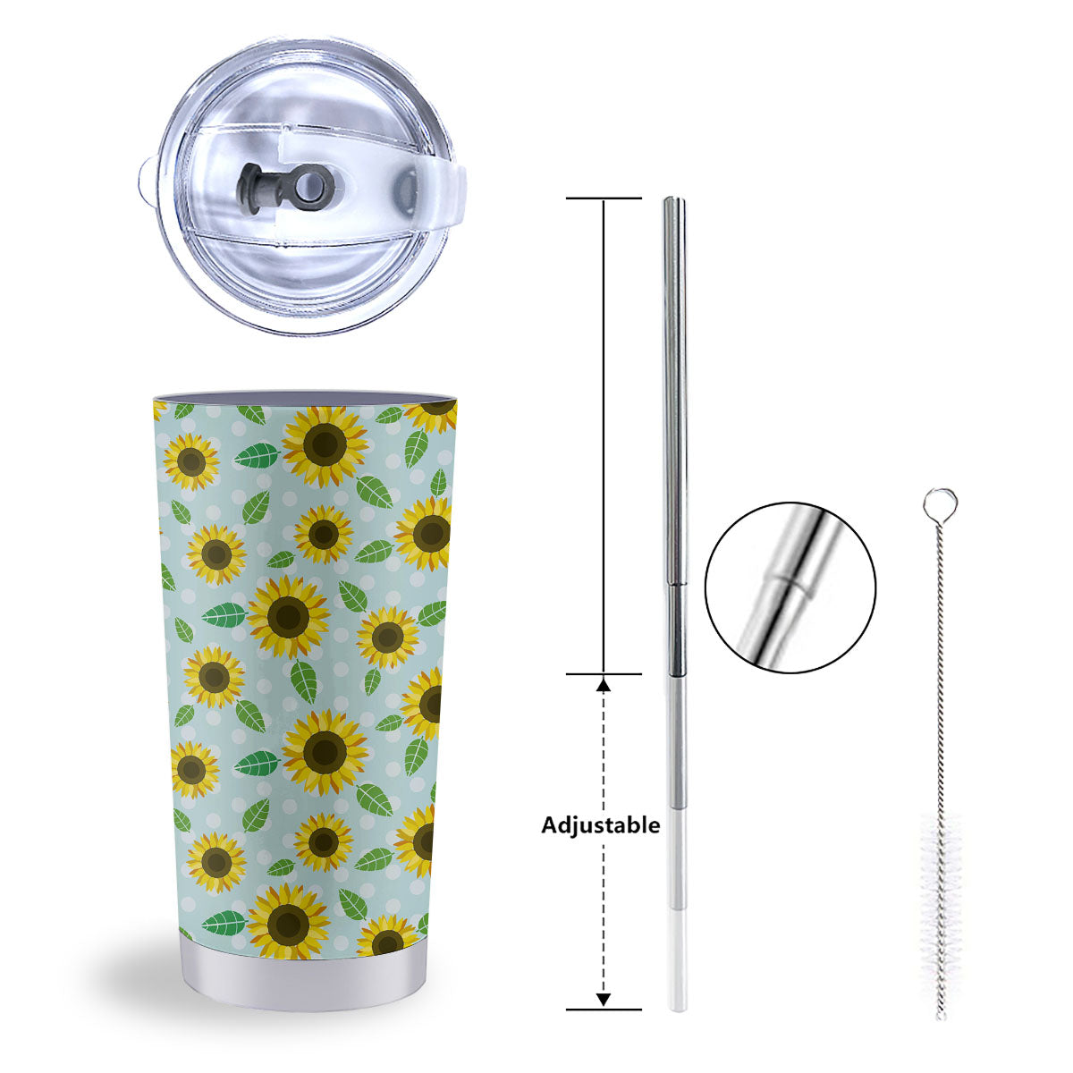 Sunflower Polka Dot Print Pattern Tumbler-grizzshop