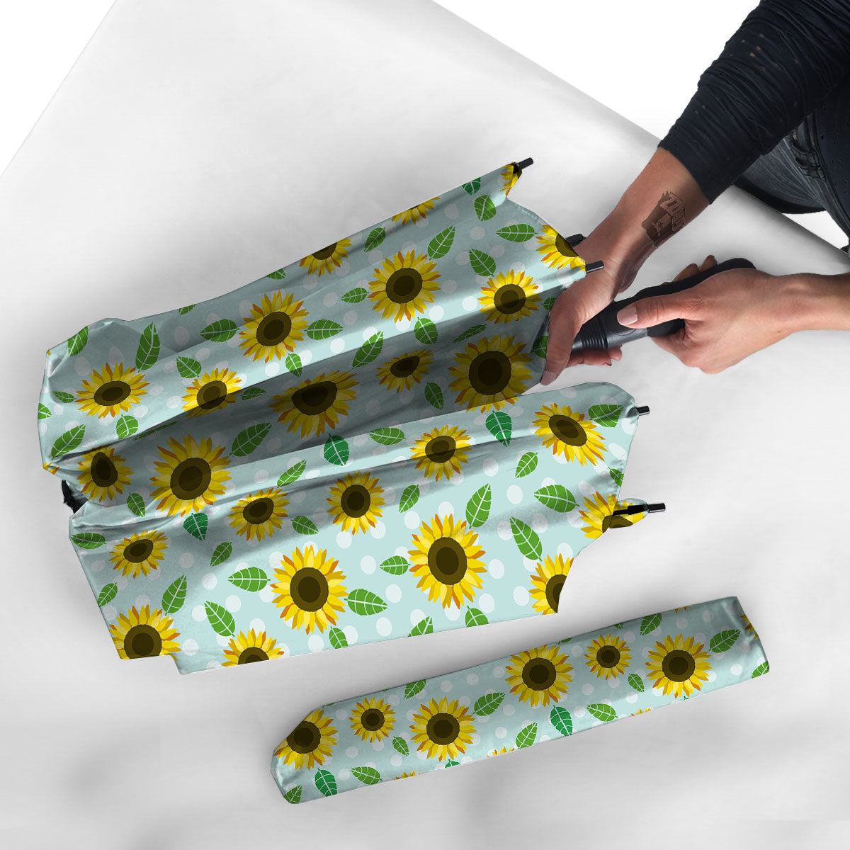 Sunflower Polka Dot Print Pattern Umbrella-grizzshop