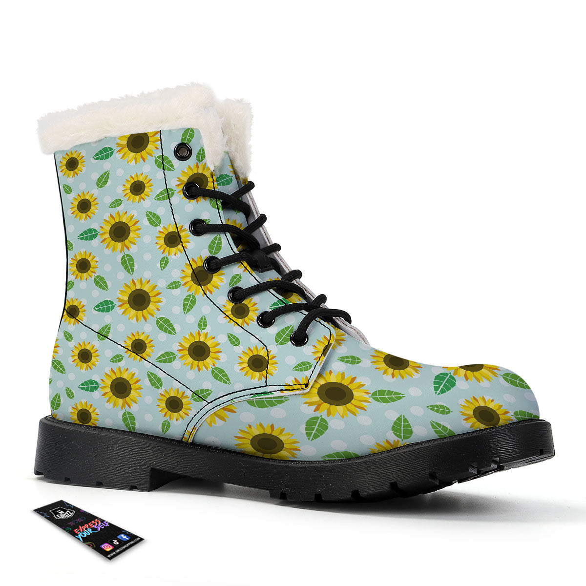 Sunflower Polka Dot Print Pattern Winter Boots-grizzshop
