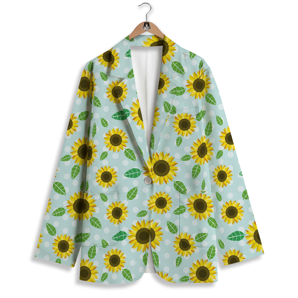 Sunflower Polka Dot Print Pattern Women's Blazer-grizzshop