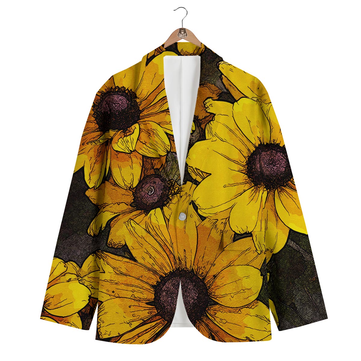 Sunflower Print Pattern Men's Blazer-grizzshop