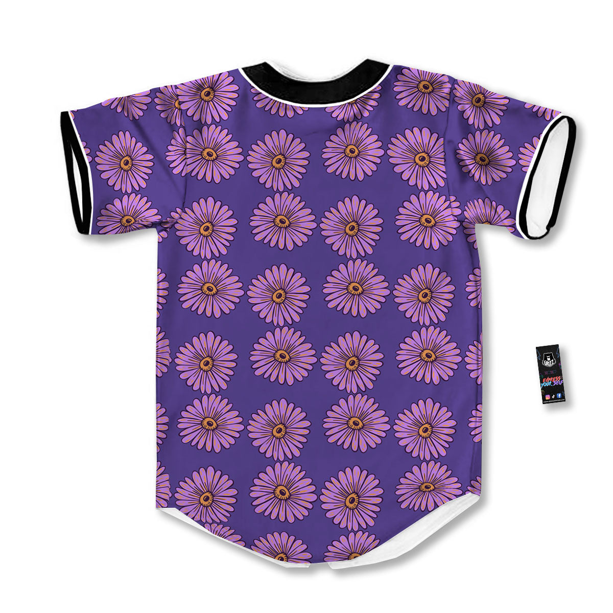 Sunflower Purple Print Pattern Baseball Jersey-grizzshop