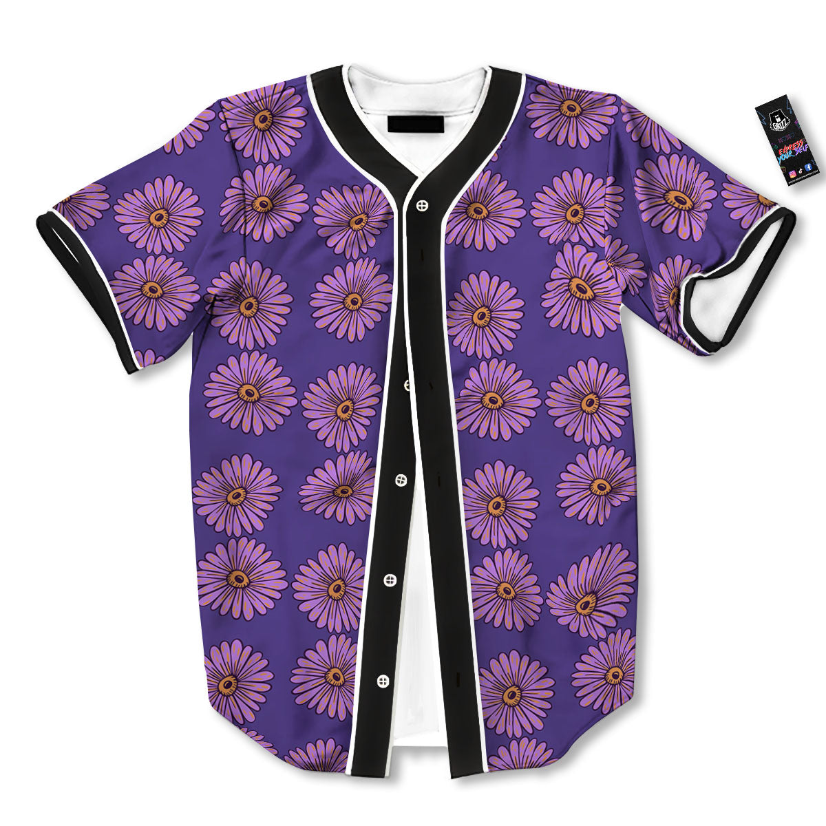 Sunflower Purple Print Pattern Baseball Jersey-grizzshop