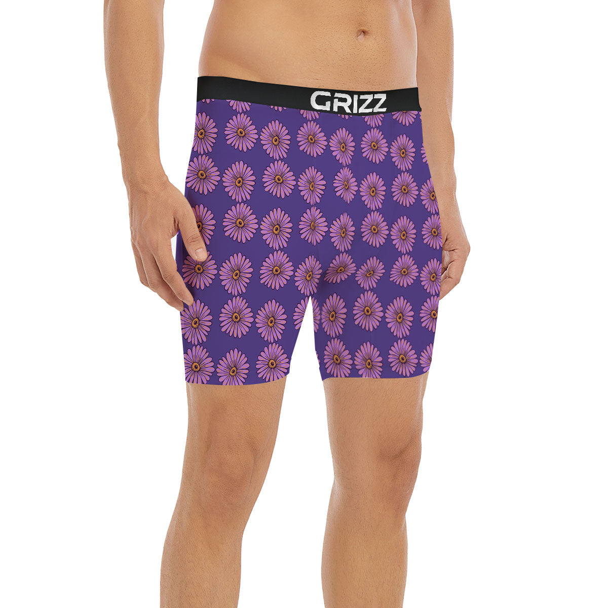 Sunflower Purple Print Pattern Boxer Briefs-grizzshop
