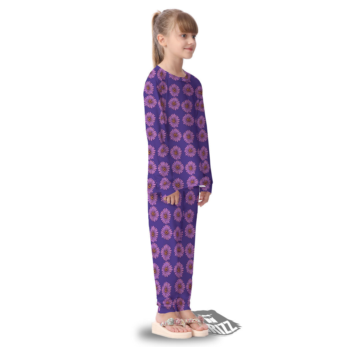 Sunflower Purple Print Pattern Kid's Pajamas-grizzshop