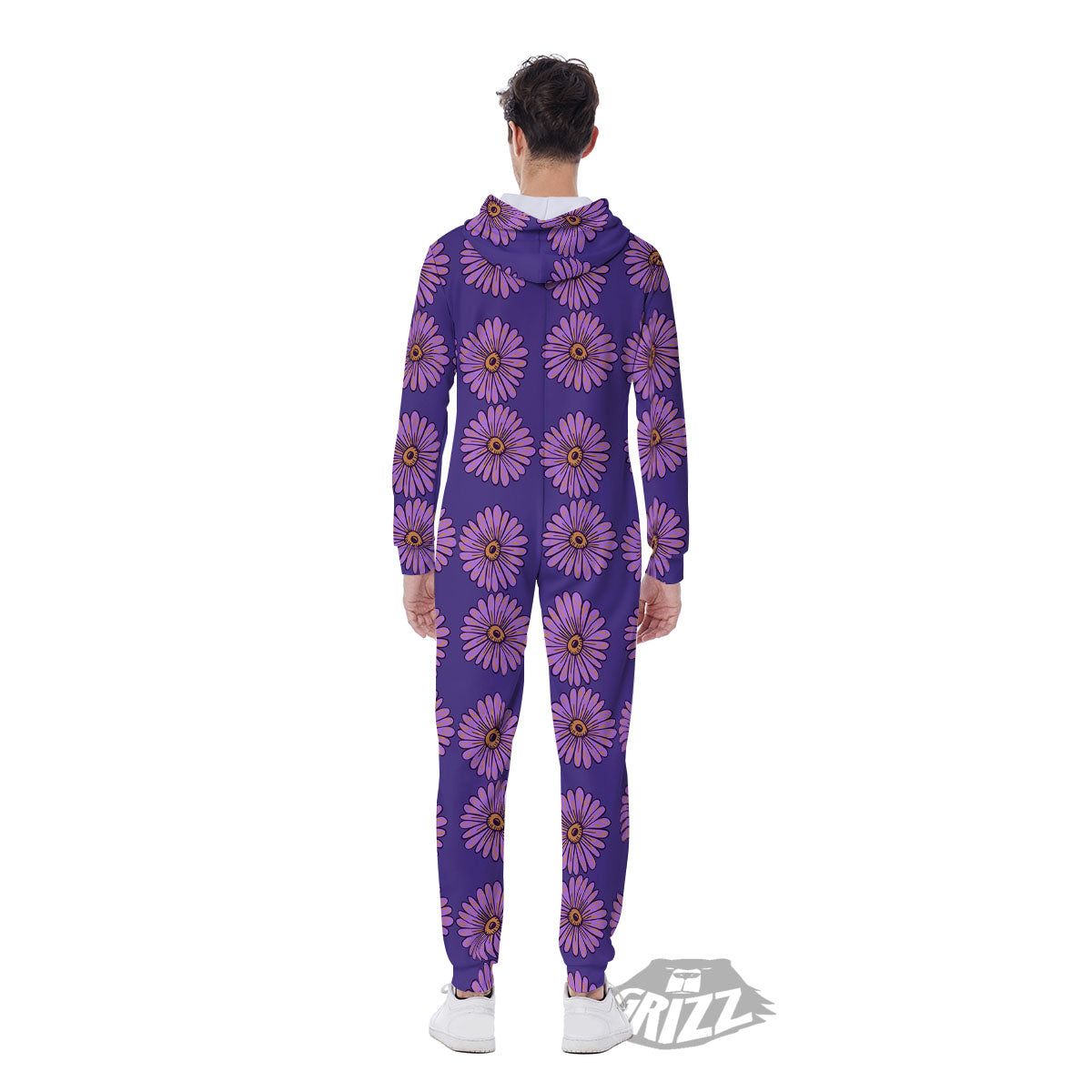 Sunflower Purple Print Pattern Men's Jumpsuit-grizzshop