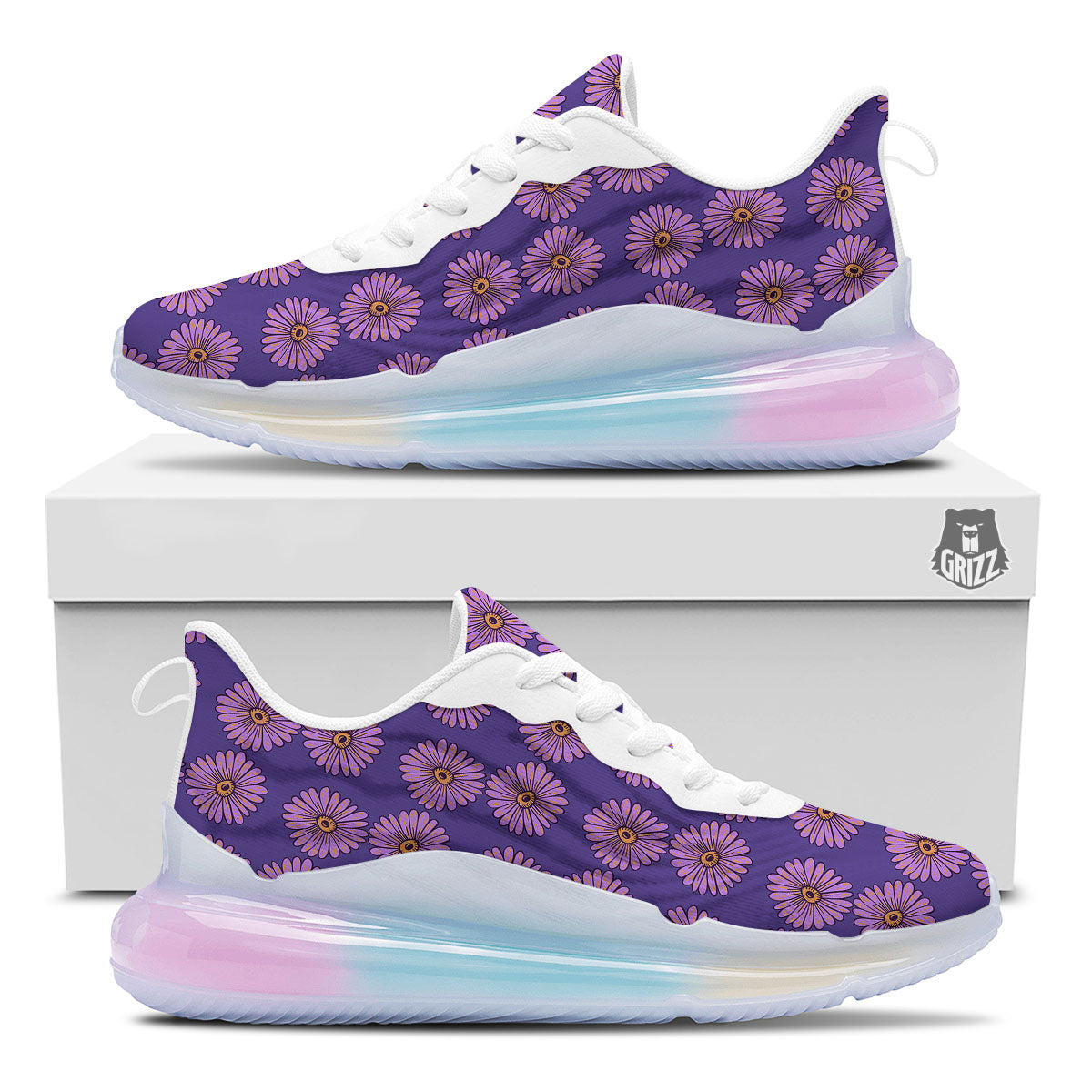 Sunflower Purple Print Pattern Running Sneakers-grizzshop